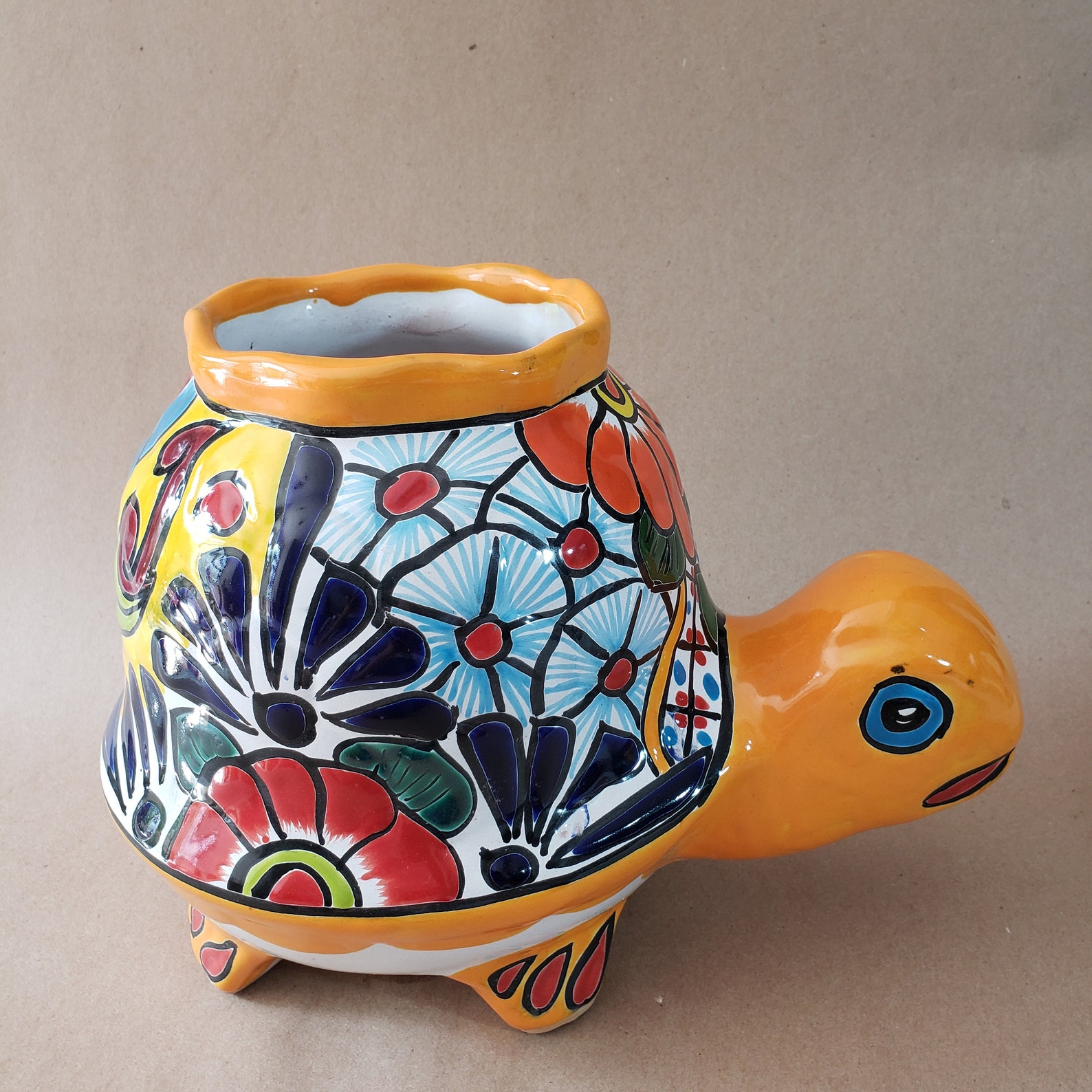 PLANT POT Hand Painted Ceramic Planter Mexican Colorful Etsy