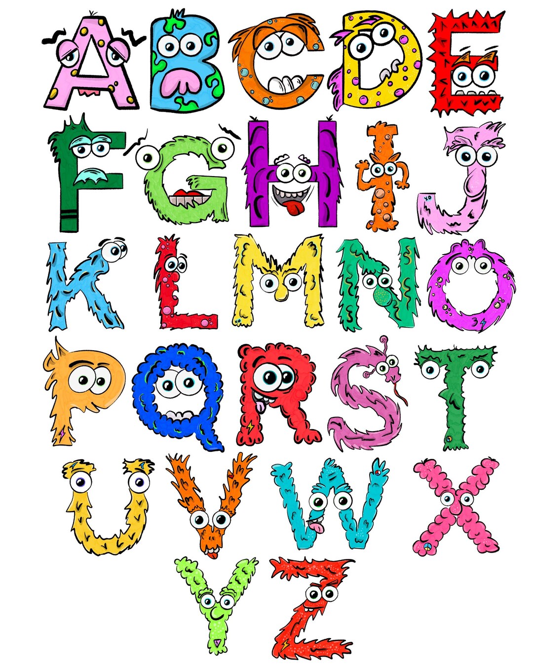 Personalized Monster Wall Art, Monster Kids Print, Kids Room Decor