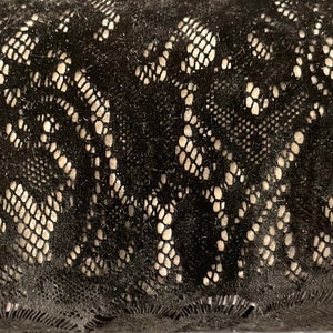 Black velvet lace fabric