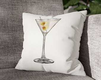 Funda de almohada Martini: elegante gamuza sintética con estampado a doble cara