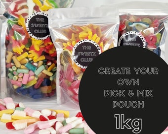 1kg Pick n Mix Sweets - Create own Pick n Mix - Sweet Pouch - Gummy Sweets - Fizzy Sweets - Birthday Sweet Gift - Vegan  - Custom Pick n Mix