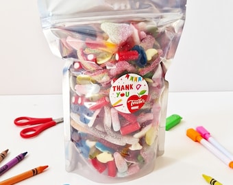 Regalo dulce para maestros - Bolsa dulce Pick n Mix - Regalo de agradecimiento para maestros - Regalo pequeño para maestros - Cesta dulce para maestros - Regalo TA- Trabajador de guardería