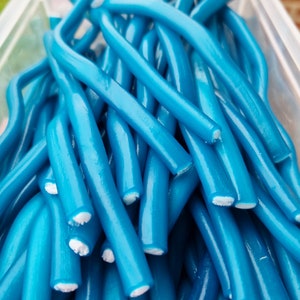 100g Blue Raspberry Pencils Blue Raspberry Cables Blue Raspberry Sweets Blue Sweets Blue Sweet Mix Baby Shower Sweets Blue Theme image 1