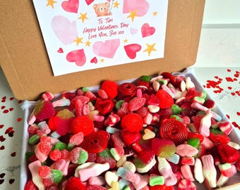PERSONALISED Valentines Sweet Box - Valentines Day Sweet Gift - Valentines Treats - Valentines Small Gift - Heart Sweets - Red Pink Sweets