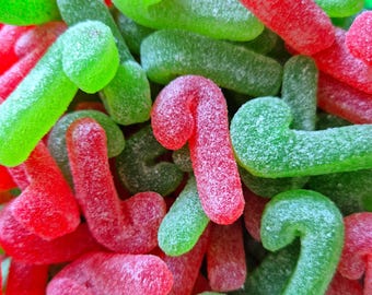 Candy Cane Gummy Snoepjes - Kerstsnoepjes - Rode snoepjes - Groene snoepjes - 1 kg Pick n Mix - Zoet kerstcadeau - Kerstthemasnoepjes