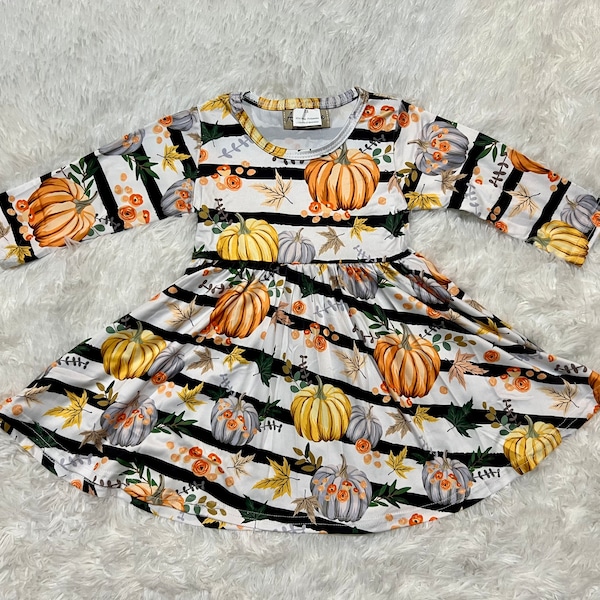 Pumpkin Stripes Twirly Dress
