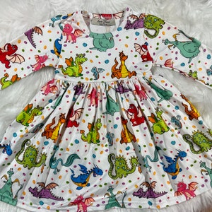 Dragon Print Long Sleeve Dress