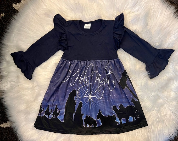 Navy Blue Nativity Long Sleeve Dress. in Stock Etsy