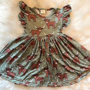 Highland Cow Twirly Dress C