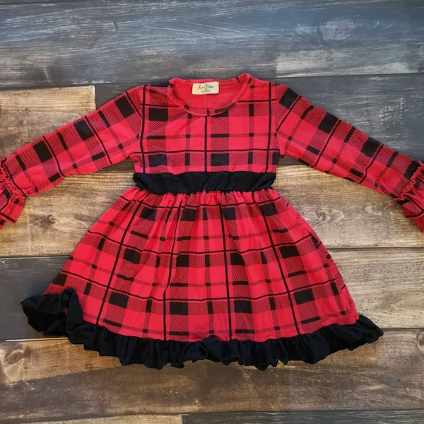 Buffalo Plaid Long Sleeve Dress