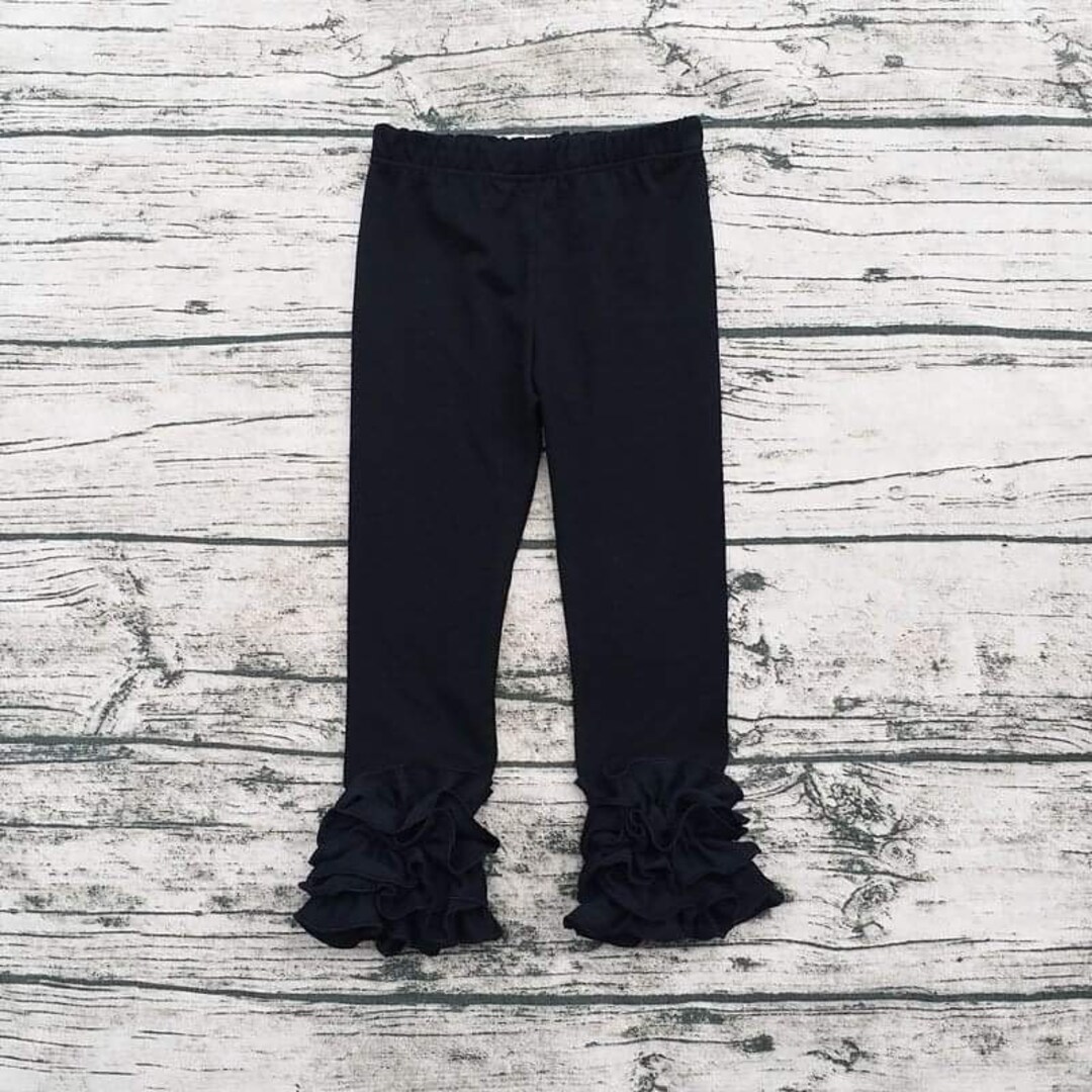 Black Ruffle Icing Girl Leggings Etsy Canada