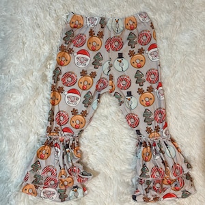 Reindeer Christmas Donuts Ruffle Legging