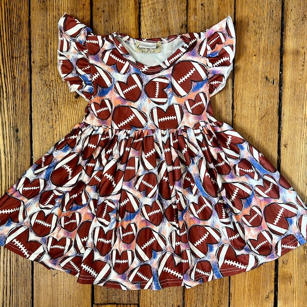 Football Hearts Print Twirly Dress