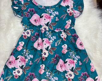 Jade Floral Milk Silk Girl Dress