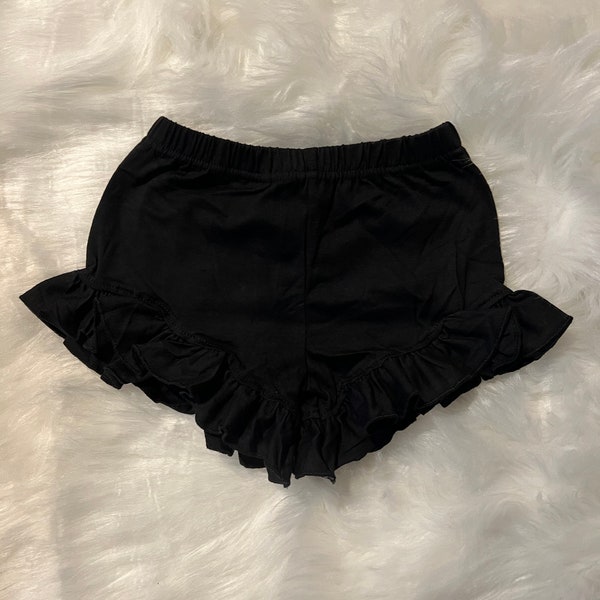 Black Knit Ruffle Shorts