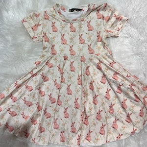 Easter Bunny Short Sleeve Twirly Dress