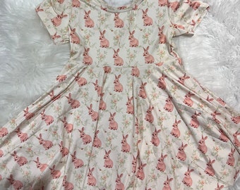 Easter Bunny Short Sleeve Twirly Dress