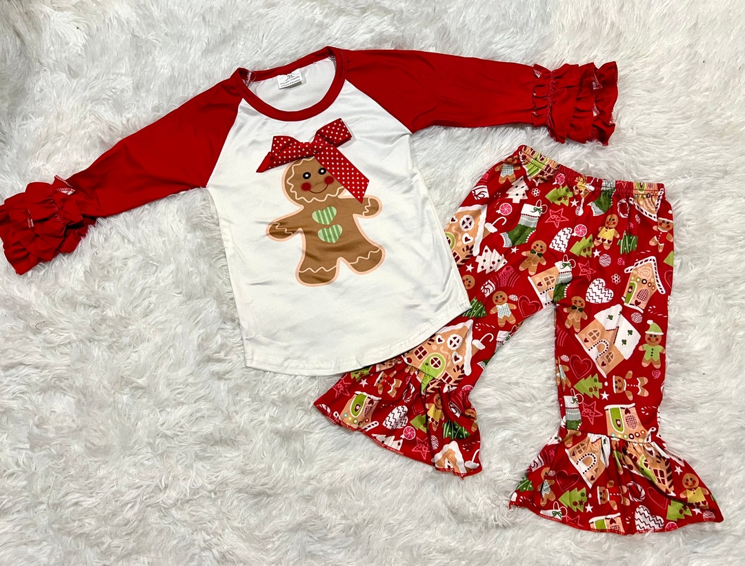 Gingerbread Christmas Top and Bottom Set Outfit - Etsy