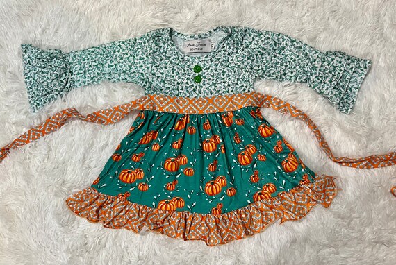 long sleeve pumpkin dress Pumpkin Print Long Sleeve Dress
