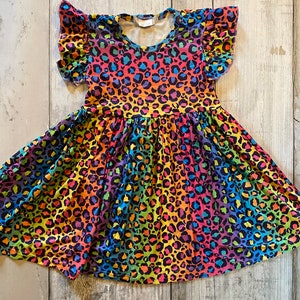 Rainbow Cheetah Leopard Print Twirly Dress