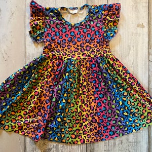 Rainbow Cheetah Print Twirly Dress