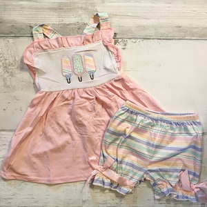 Ice Cream Summer Girl Outfit Embroidered
