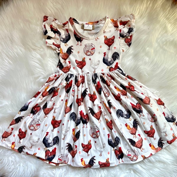 Chicken Print Twirly Dress C