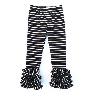 Black and White Stripes Icing Girl Leggings