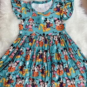 Halloween Pumpkin Mouse Twirly Dress