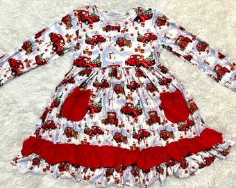 Vestito con volant rosso da camion di Natale