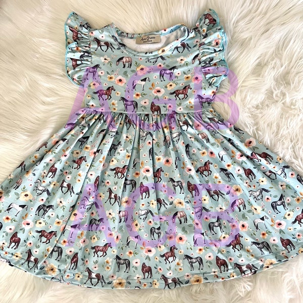 Equestrian Floral Pattern Print Dress