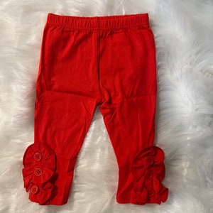 Red Capri Ruffle Button Legging