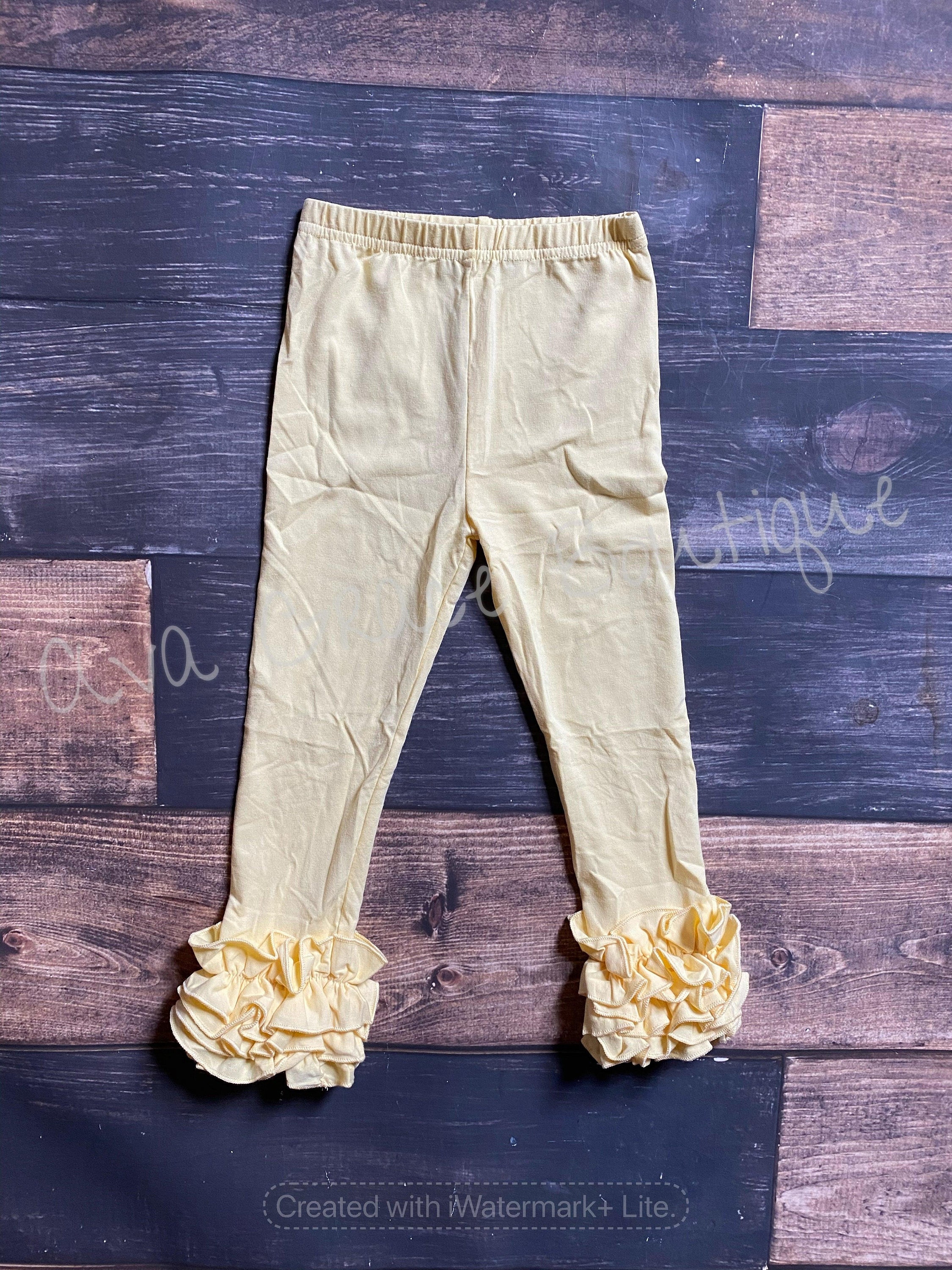 Soft Yellow Ruffle Icing Leggings Etsy UK