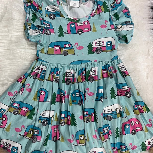 Camper Van Pattern Print Dress