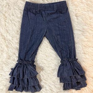 Blue Denim Ruffle Legging