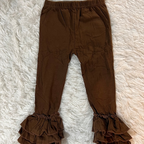 Leggings marron truffe à trois volants pour fille