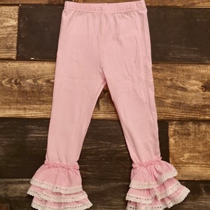 Rosa Spitze Dreifach Rüschen Leggings