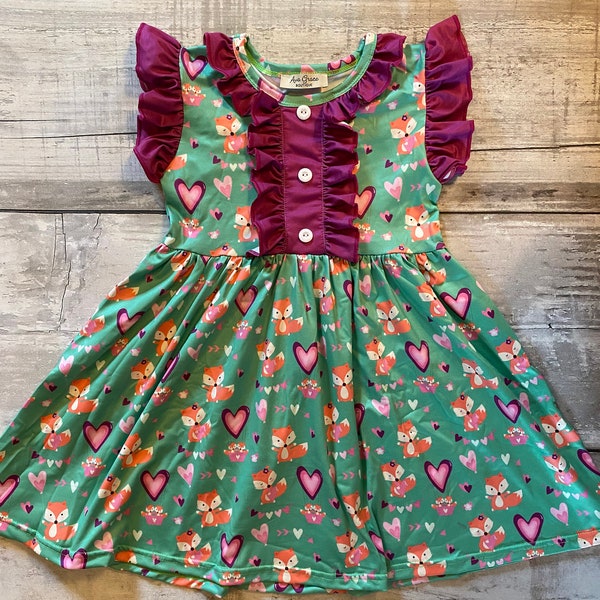 Fox Hearts Print Dress