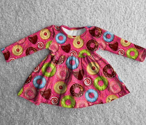 Donut Print Long Sleeve Dress - Etsy 