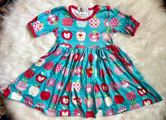 Apple Print Back to School Pocket Twirly Dress Etsy Canada
