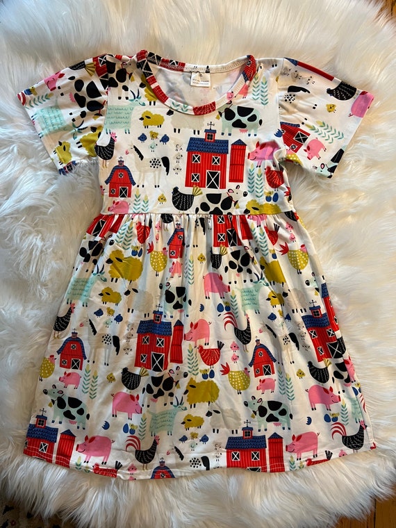 Farm Animals Print Dress Etsy