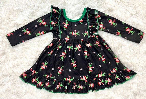 Vestido con volantes de duende navideño México