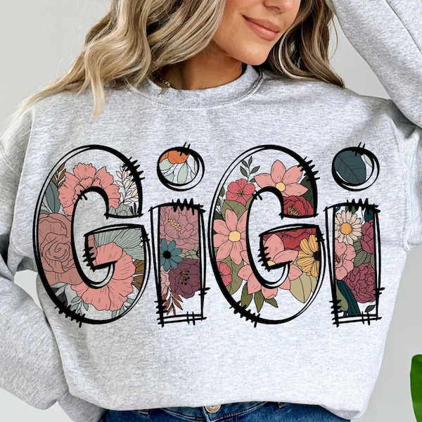 floral Gigi png, Gigi flower png, mama flower png, gigi floral, grandma groovy png, mama groovy, granny graphic