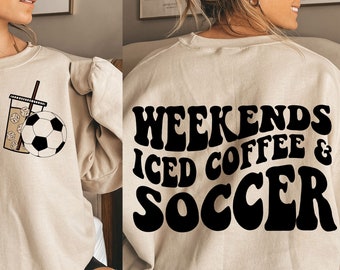 Café helado de fin de semana, fútbol, svg, png, moda de fútbol, mamá de fútbol, svg, png, camiseta de fútbol, svg, fútbol, svg, café helado