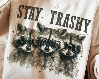 Stay Trashy PNG, Funny Raccoon png, Opossum png, Retro png, Skunk png, Funny Animals png, Animals Lover png, png designs