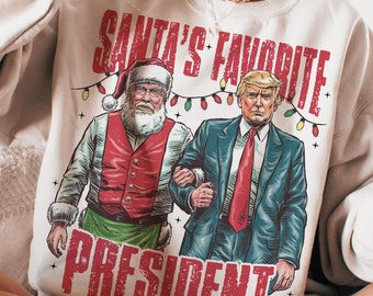 Santa&#39;s favorite president png file - Humorous Trump Christmas T-Shirt Design Clipart Illustration, Digital Download, Christmas PNG files