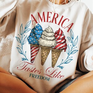 America Tastes Like Freedom Png, America png, Ice cream png, American Girly Png, America PNG, 4th of July png, Fourth Of July toddler png