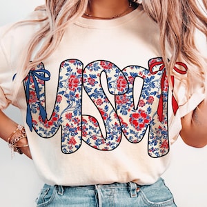 Coquette florale USA Png, Retro America Png, 4 juillet PNG, Design par sublimation 4 juillet, Amérique populaire Png, Png patriotique, Girly png