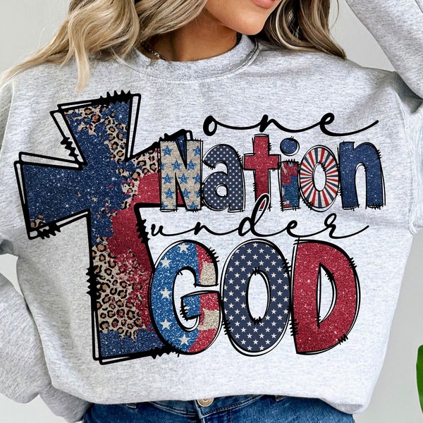 One nation under god Png, Sparkly America png, Independence Day, 4th of July png, Leopard 4th of july png designs, USA sublimation download