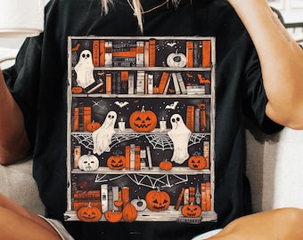 Halloween Library Png, Ghost Books Halloween Png, Teacher Halloween png, Book Lover shirt, Halloween Reading png, Book Club, Halloween Ghost